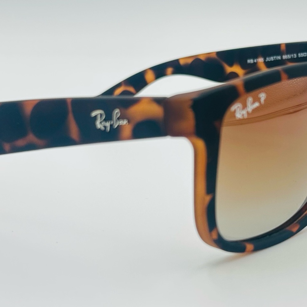 Ray-Ban Justin Polarized Sunglasses RB4165 54mm Tortoise Rubber w/ Gradient Lens - Picture 6 of 8
